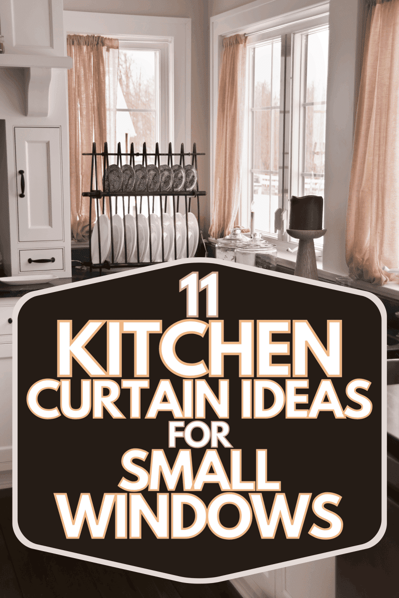 A modern black and white kitchen with pink curtains, 11 Kitchen Curtain Ideas For Small Windows