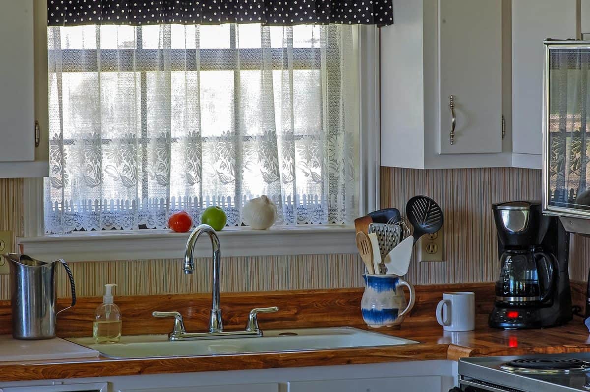 Vintage kitchen with old fashioned porcelain sink