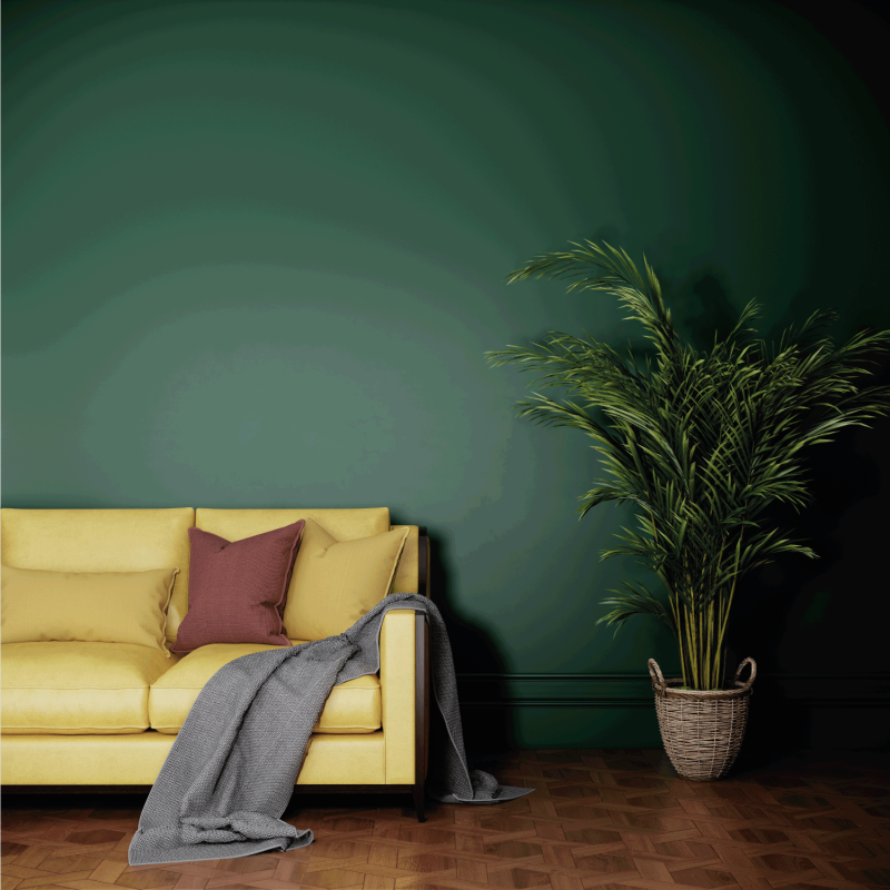 Yellow sofa and tree in green color room