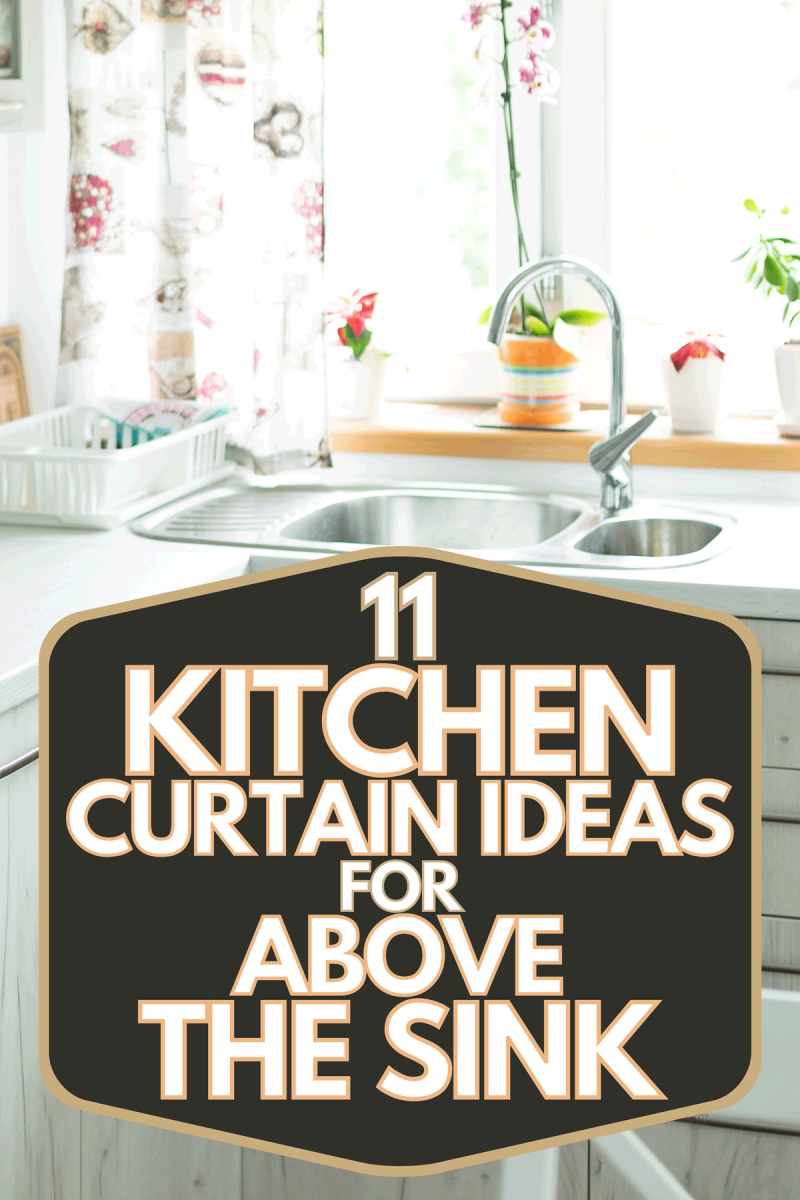 An interior of modern white wooden kitchen, 11 Kitchen Curtain Ideas For Above The Sink