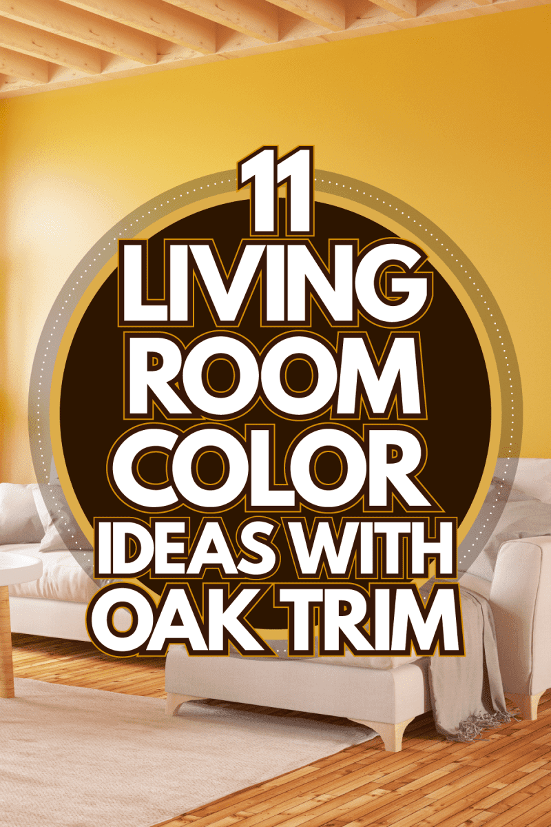 A bright yellow inspired living room with white furnitures and plants, 11 Living Room Color Ideas With Oak Trim
