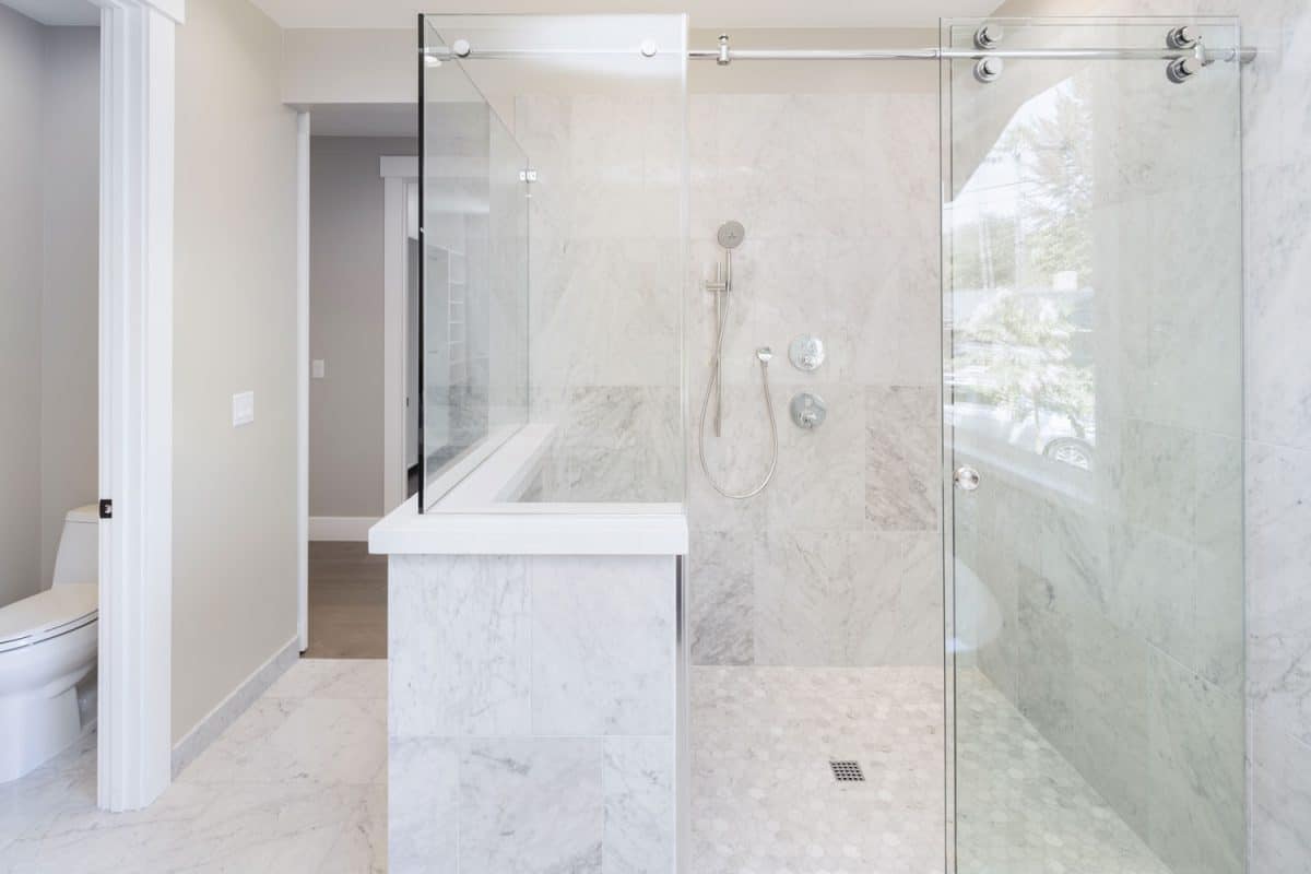 Glass Shower in modern home.