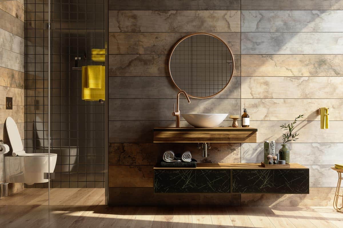 A luxury bathroom interior with shower, toilet and mirror, 3 Waterproof Wall Coverings For Bathrooms