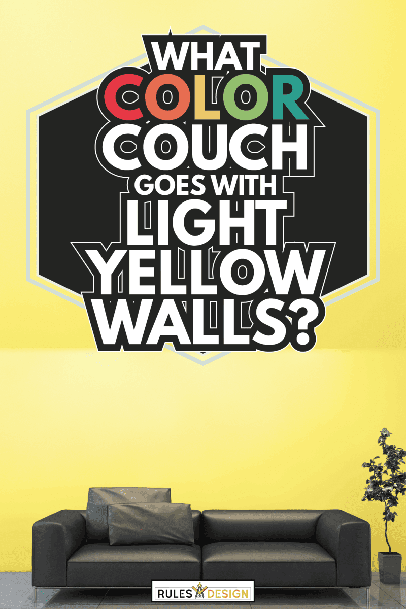 Minimalist black sofa and a plant in an empty yellow room. What Color Couch Goes With Light Yellow Walls