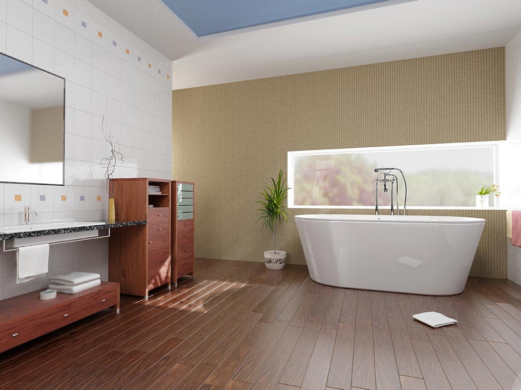 Modern bathroom with a tub