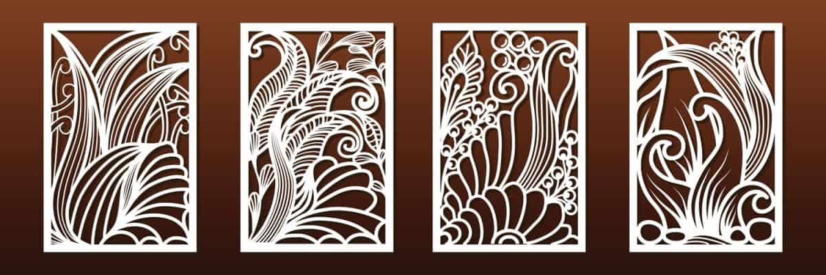 Set of panels for laser cutting, vector.