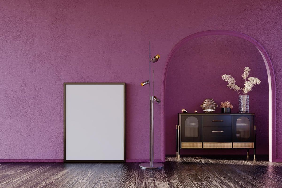 Sideboard with purple wall