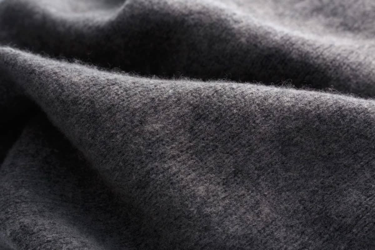 Wool fabric in grey close up texture