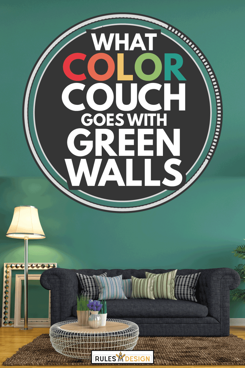 black couch inside a greenw walled living room of a modern house. What Color Couch Goes With Green Walls