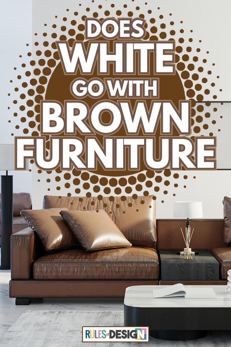 Blank horizontal poster frame mock up in scandinavian style living room interior, modern living room interior background, brown leather sofa - Does White Go With Brown Furniture
