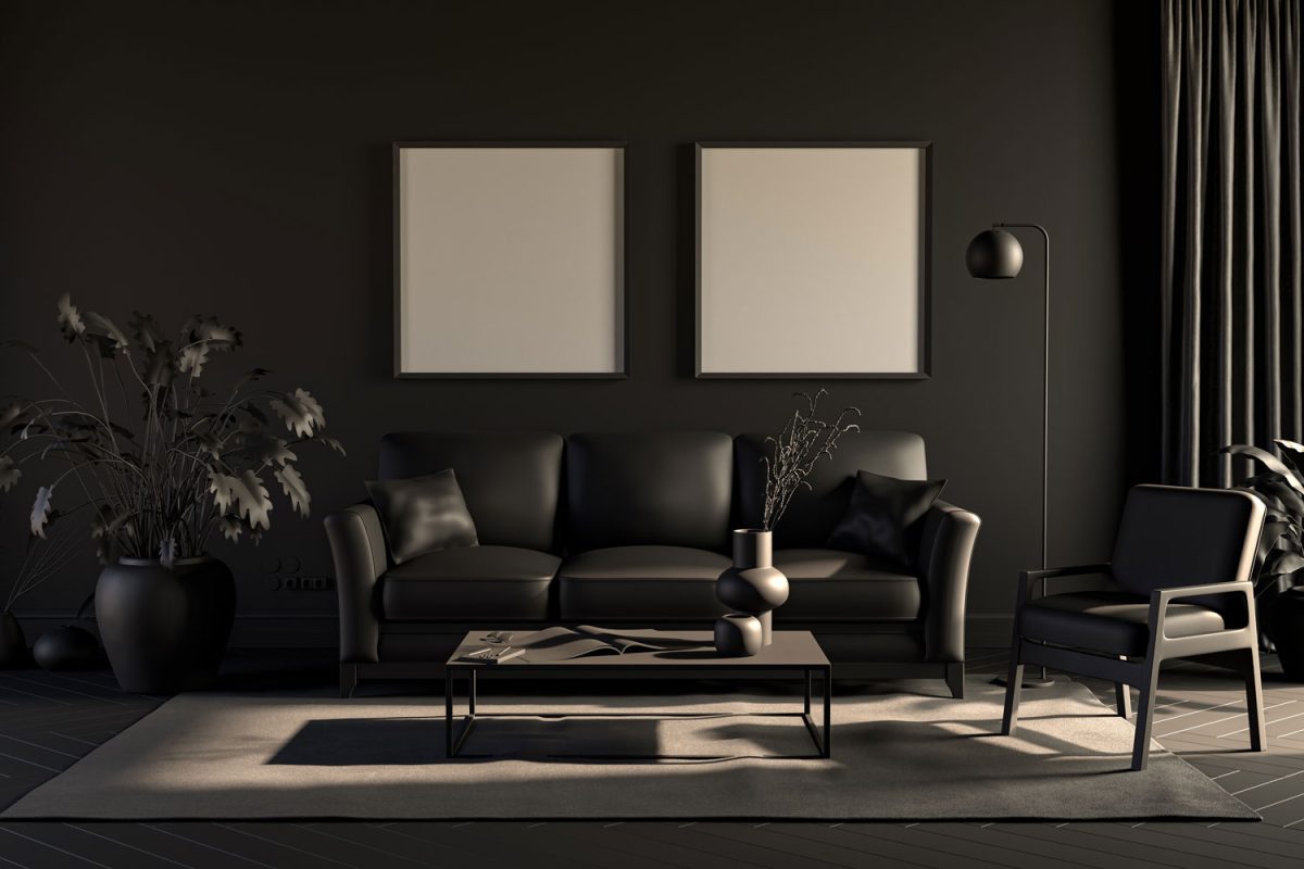 Basic combinantion color of black and white in a living room