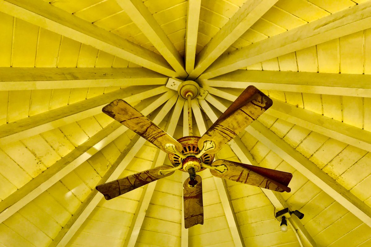 Carribean Ceiling fan with matching color of ceiling, should ceiling fan match ceiling color or hardwood
