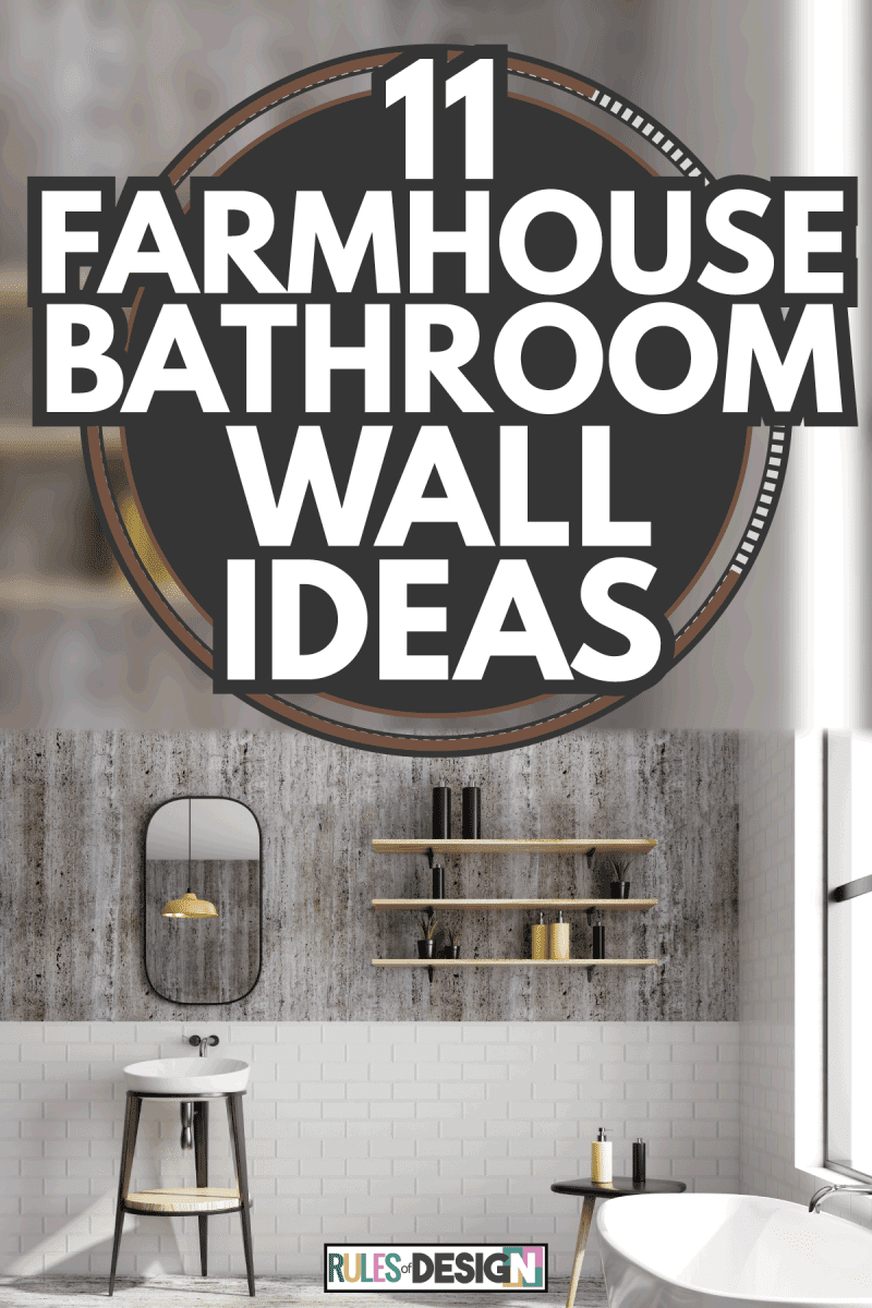 Clean black brick bathroom interior with window view. 11 Farmhouse Bathroom Wall Ideas