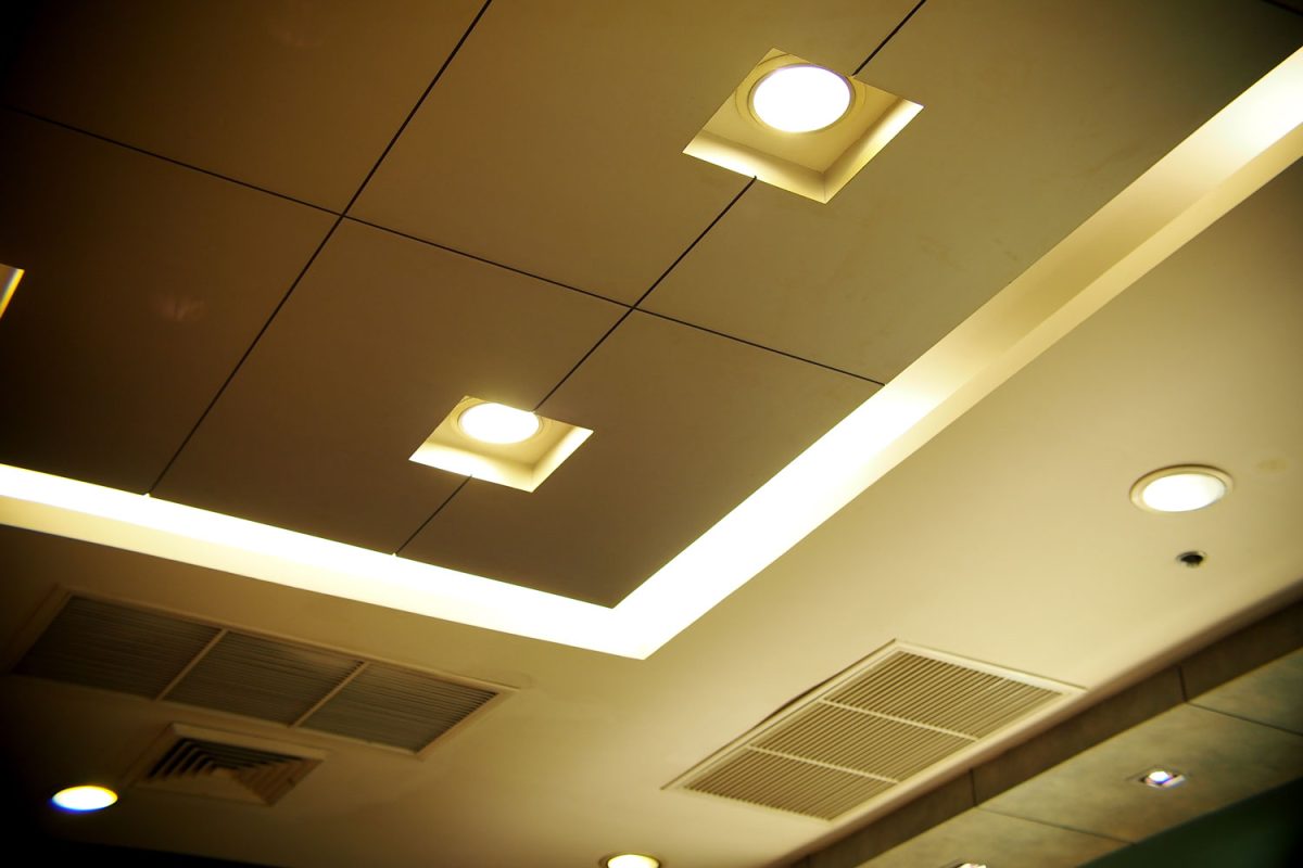 Halogen and LED bulbs ceiling lamps lighting with soft warm colour tone in a conference and studying room, Do You Need A Can For Recessed Lighting?