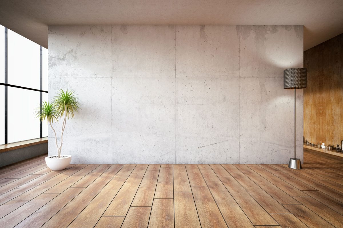 Interior design of an empty concrete wall