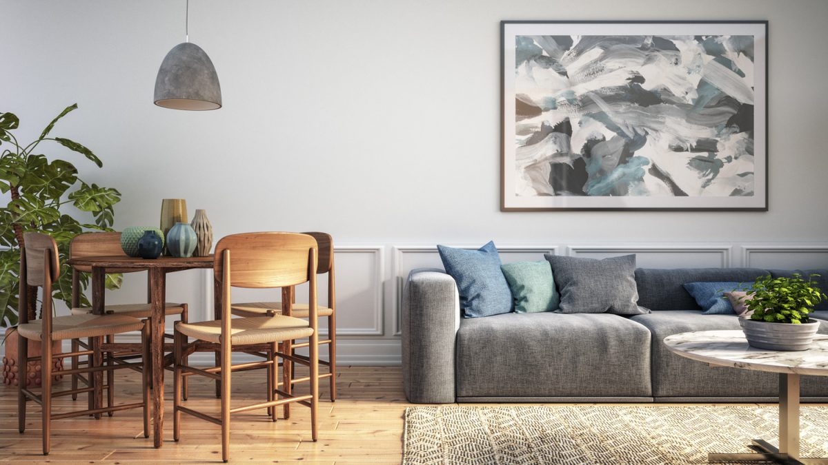 Modern scandinavian living room interior