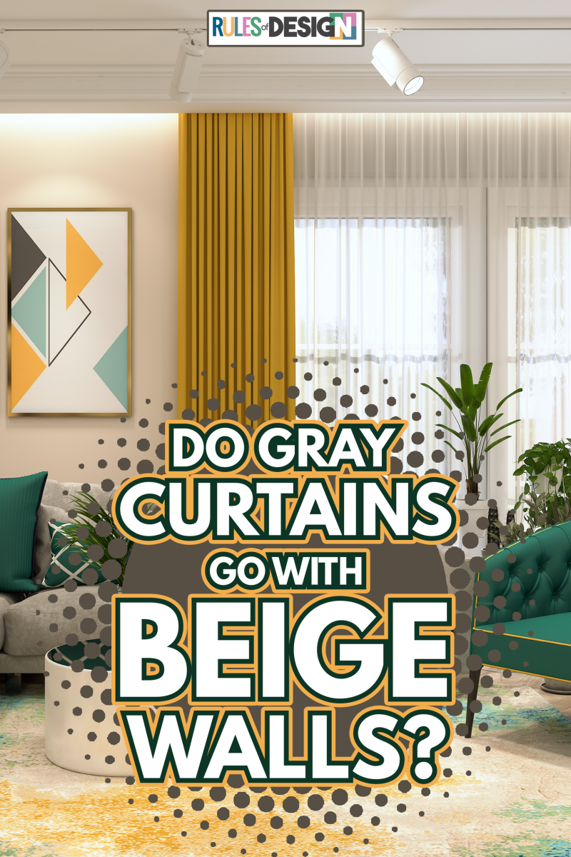 Render of Modern Living Room - Do Gray Curtains Go With Beige Walls