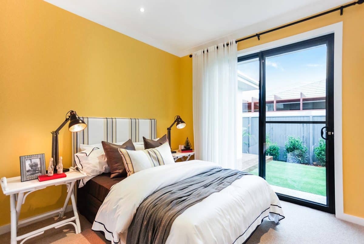 Yellow bedroom with a modern look