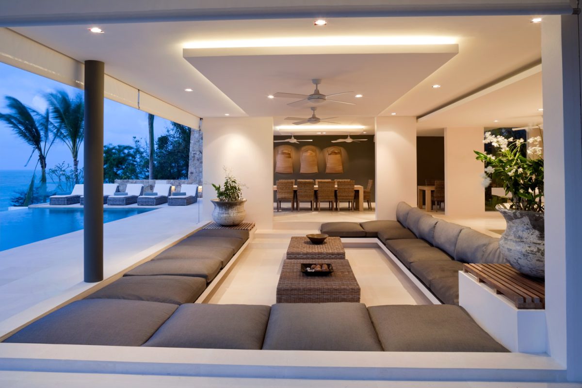 island villa of minimalist vibe of ceiling and fan