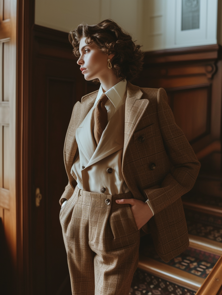 A classy androgynous outfit with a touch of vintage