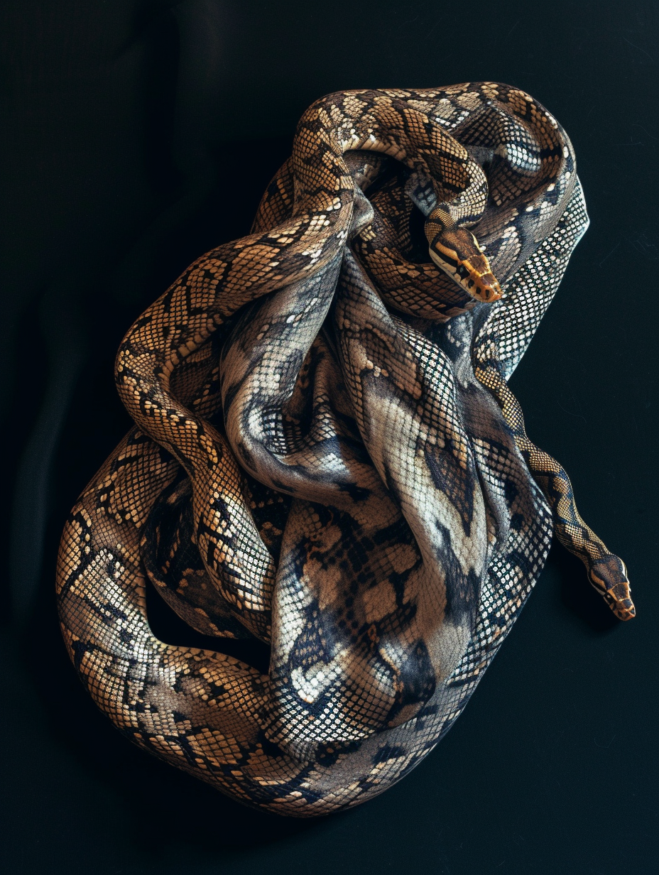 A snake print elegant scarf against a dark background