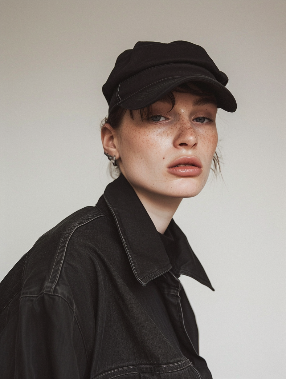 Androgynous fashion look with the love for caps