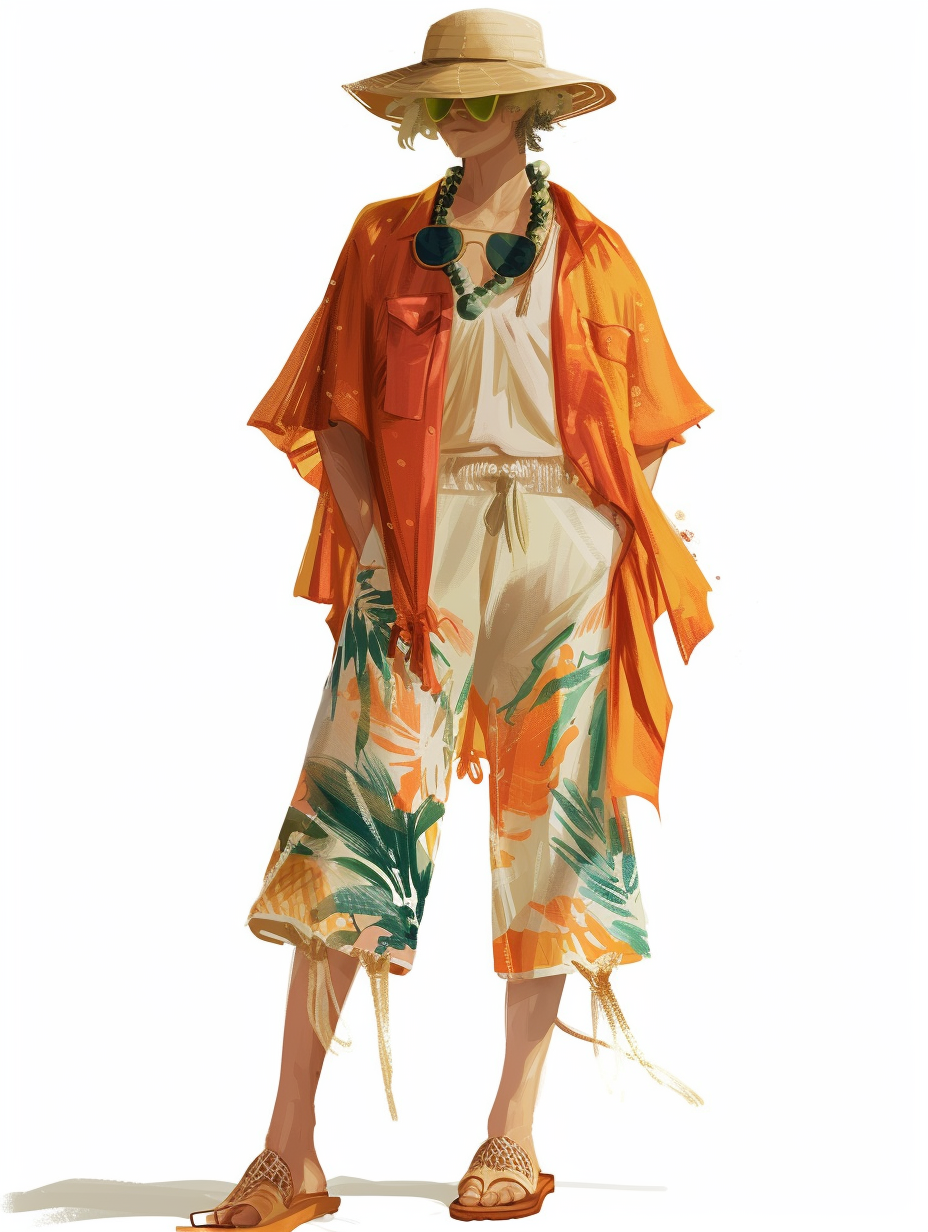 Breezy beachwear-themed gender-neutral outfit