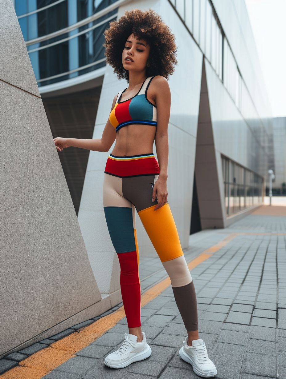 Comfy outfit with high waist color-block leggings and a matching crop top