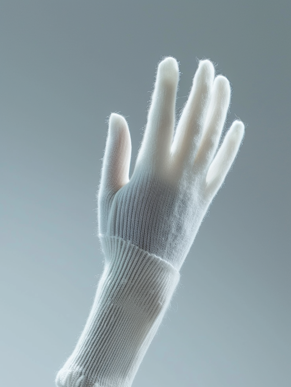 Create the image of a minimalist, white cashmere glove