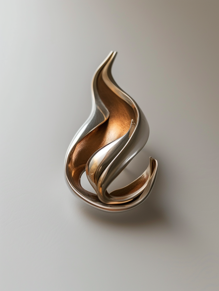 Depict a pin-brooch with a minimalist abstract shape