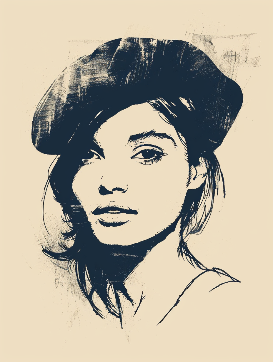 Draw a minimalist beret in a vintage style