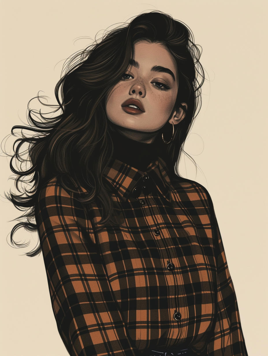 Graphic of a chic plaid turtleneck