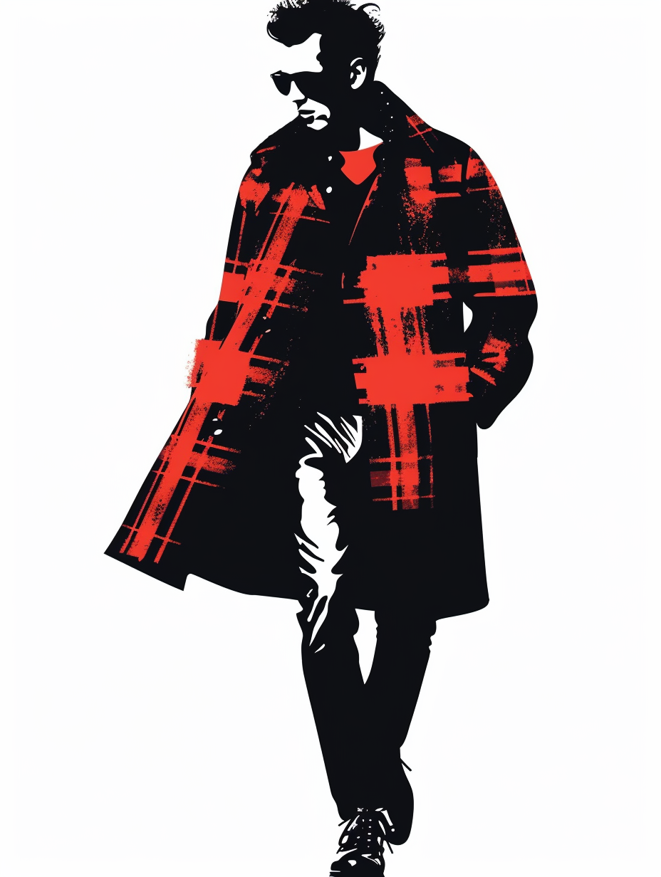 Graphic of a current style plaid peacoat