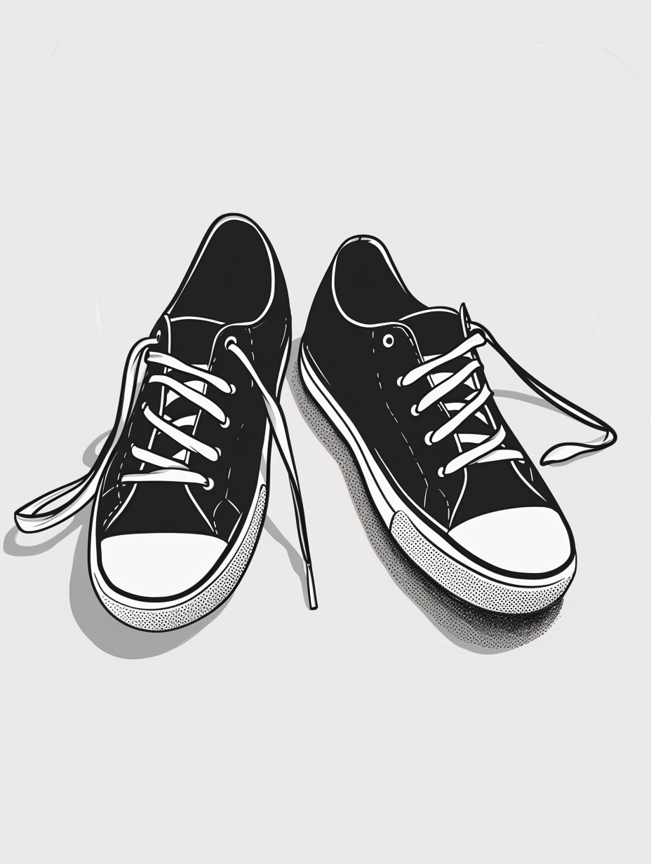 Illustrate a pair of minimalist monochrome sneaker