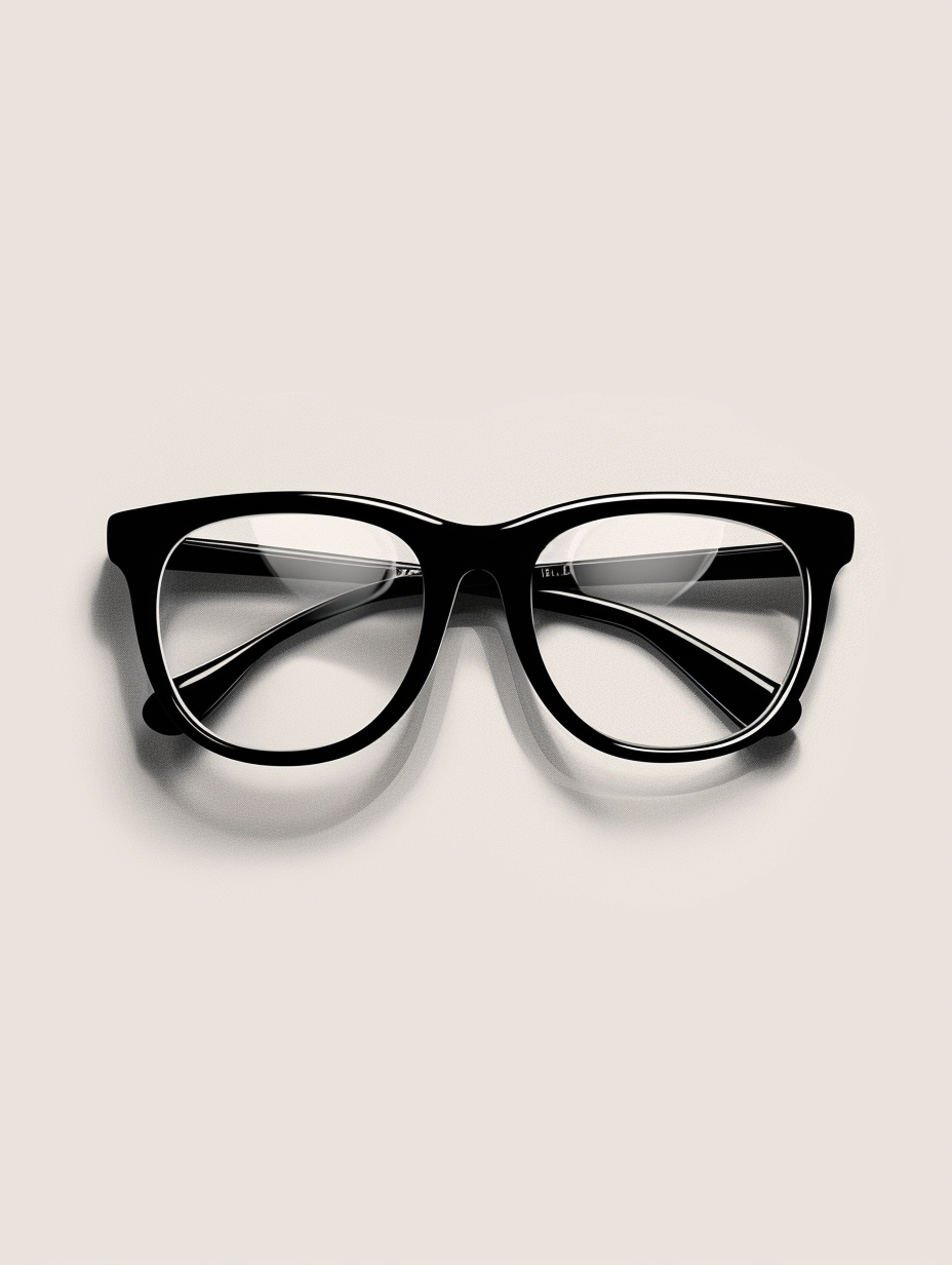 Illustrate evolution of a style through minimalist, black frame reading glasses