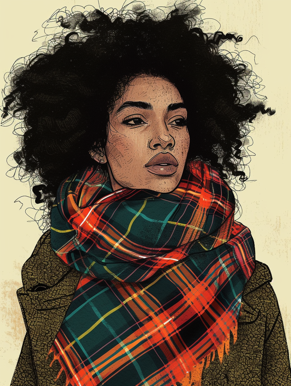 Illustration of a revitalized plaid scarf