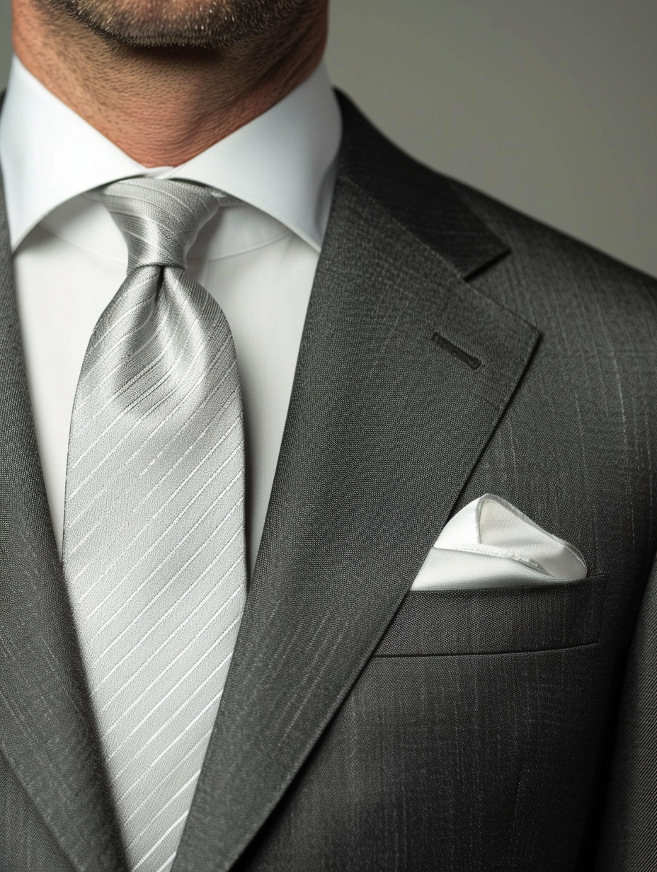 Imagine a minimalist, clean-lined silver pocket square