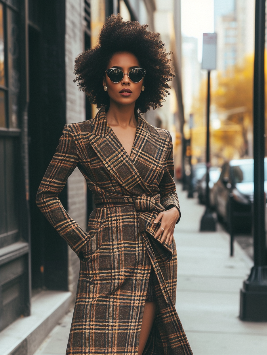 Picture of a stylish plaid wrap dress