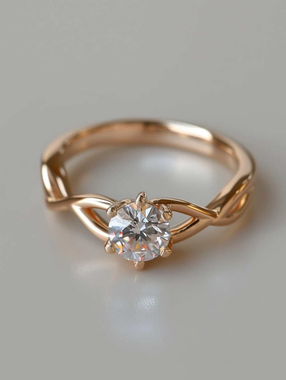 Produce a version of a dainty, minimalist ring in rose gold
