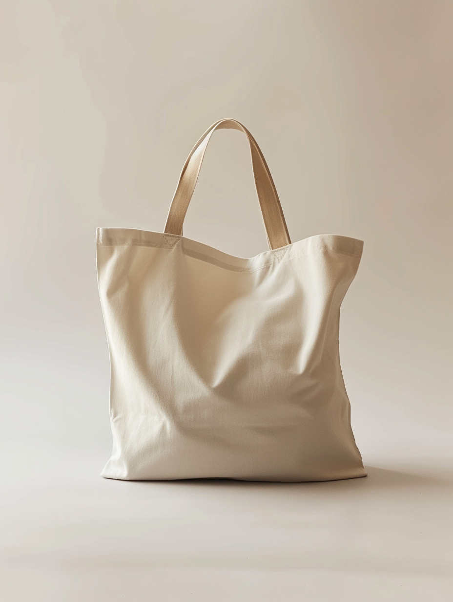 Render a minimalist style, cream shade tote bag