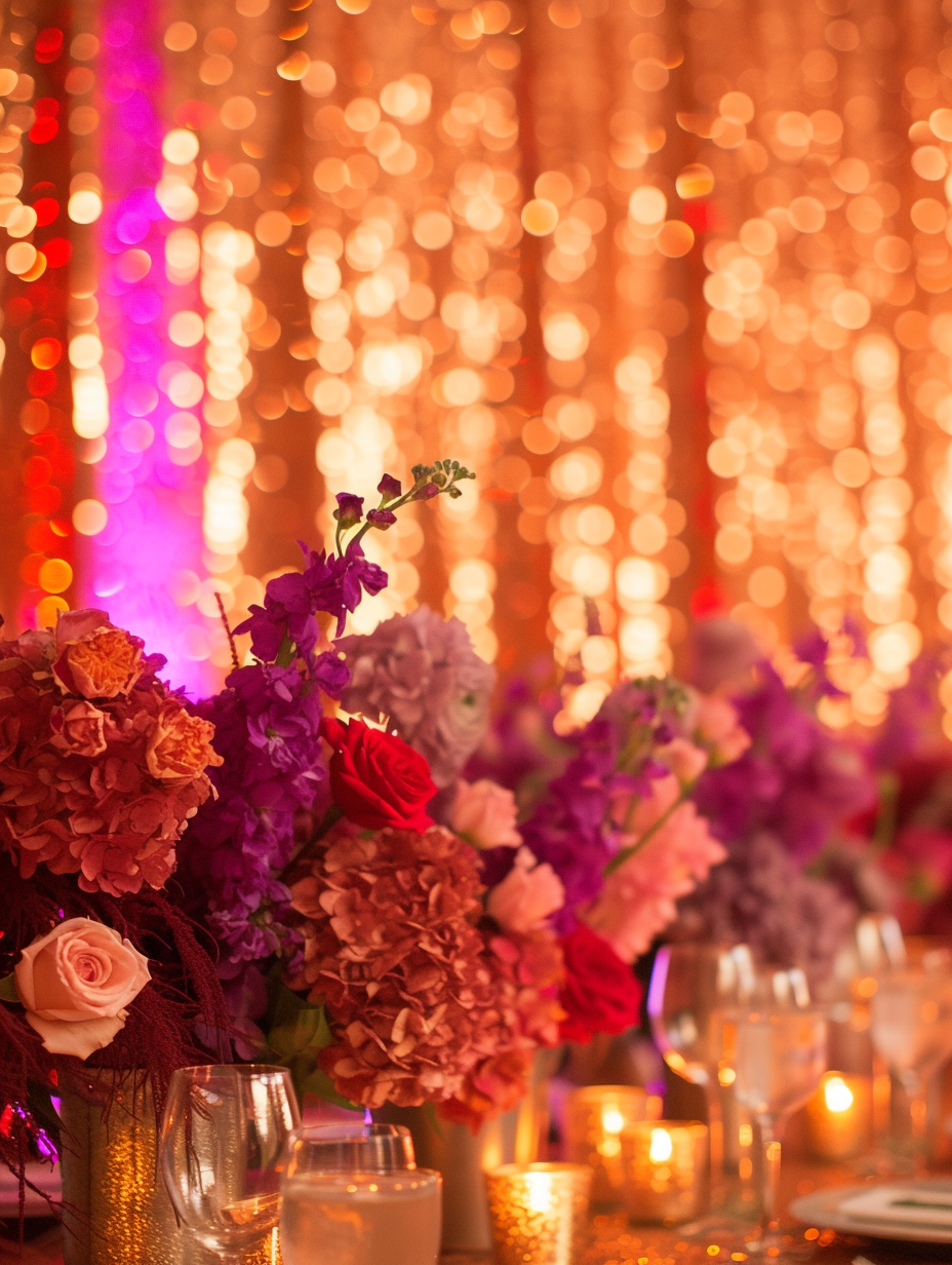 Sequin decorated backdrop at a charity gala