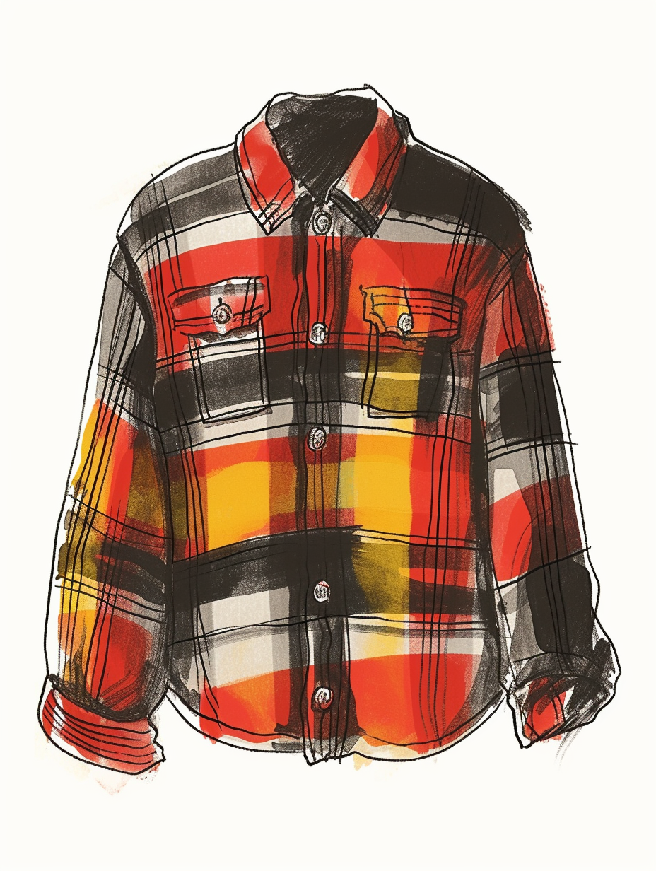 Trendy illustration of a plaid button up shirt.