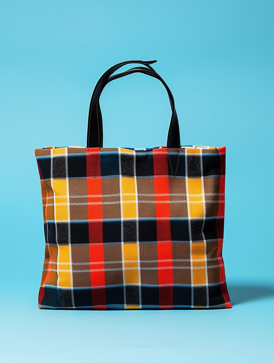 Trendy picture of a plaid shopper bag